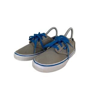 Vans Boys Youth gray Canvas Sneakers With Blue Laces Size 3.5
